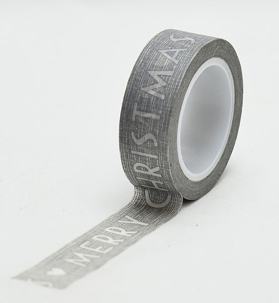 Grey Merry Christmas Washi Tape 15mm x 10m WT235 - CharmTape - 2