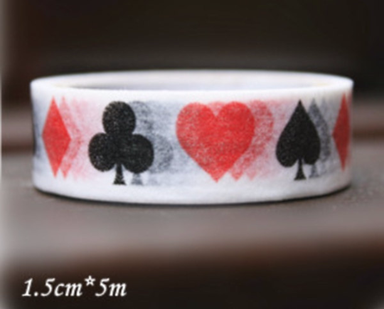 Washi Tape - Alice in wonderland spade & heart 2 rolls 15mm WT660 - CharmTape - 1