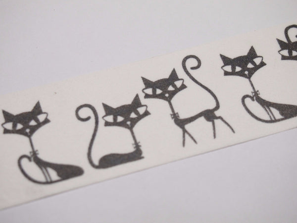 Black Whimsical Cat Big Washi Tape 30mm x 10 meters WT519 - CharmTape - 3