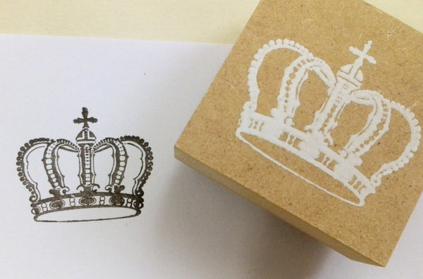 Wood mounted Rubber Stamp - Crowns, Eiffel towers, butterfly & lace illustration - CharmTape - 4