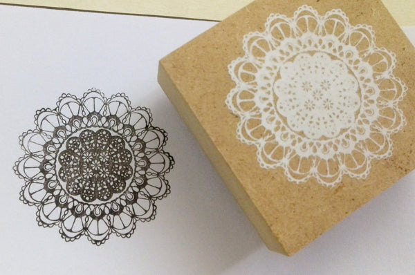 Wood mounted Rubber Stamp - Crowns, Eiffel towers, butterfly & lace illustration - CharmTape - 6