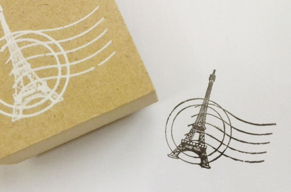 Wood mounted Rubber Stamp - Crowns, Eiffel towers, butterfly & lace illustration - CharmTape - 7