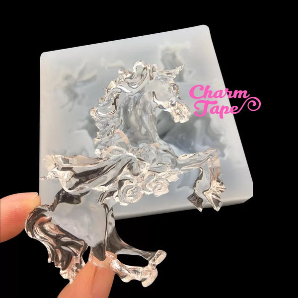 Unicorn Horse Silicone charm Silicon mold flexible, for polymer clay, resin jewelry Q021