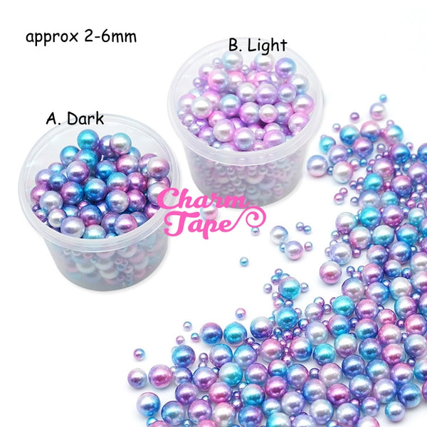 Galaxy Gradient Pearls with No Hole | Round Mermaid Pearl | Magical Pearls in Various Sizes (2.5mm, 3.5mm, 5mm & 6mm)