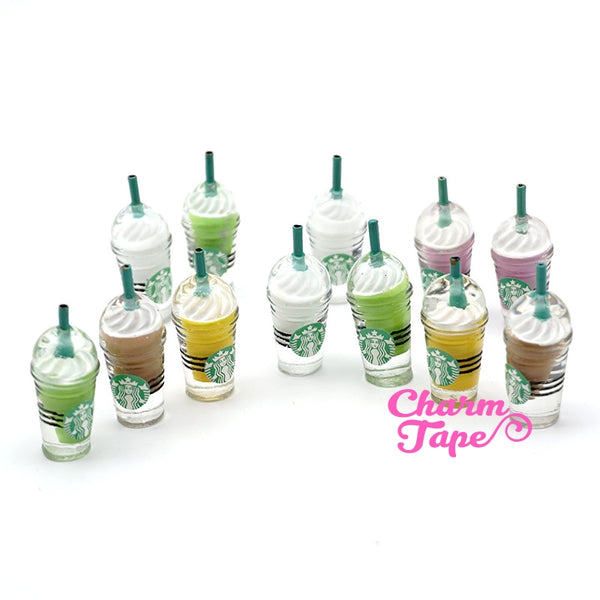 Miniature frappuccino Starbucks cups, set of 2, iced coffee, drinks, accessories accessory for mini garden Logo Bottle Flat back M013