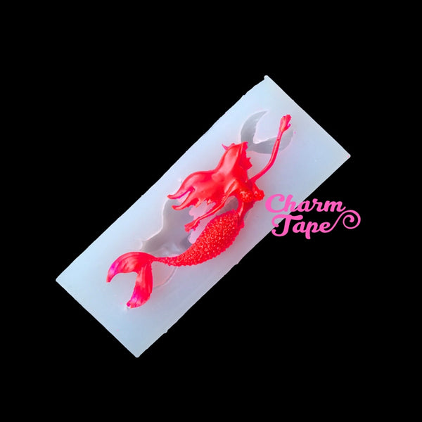 Swimming Mermaid charm Silicon mold flexible, for polymer clay, resin jewelry Q059