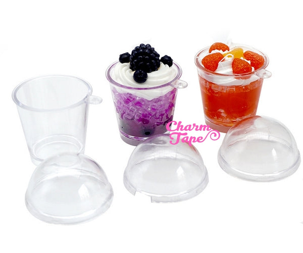 Miniature Dessert Cup Cabochons Ice cream sundae cups - for making fake food charms - 3 pieces set