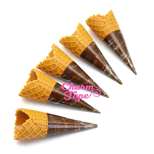 Fake Food - 65mm Faux Ice Cream Cones - for making fake food charms miniature - 5 pieces set