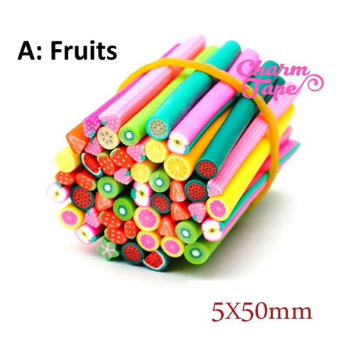 50 pieces 5mm Fimo Clay Sticks Cranes - Fruit / Heart / Cakes For Decorating Assorted Mixed Sexy Nail Art Manicure Deco Earring Scrapbooking