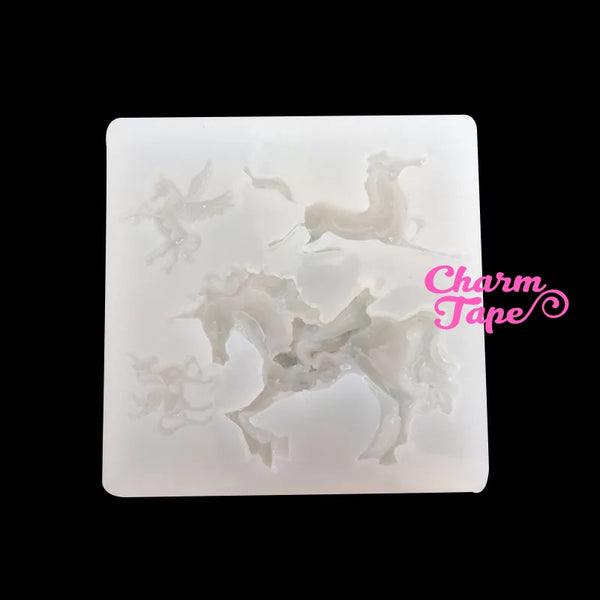 Unicorn Horse Silicone charm Silicon mold flexible, for polymer clay, resin jewelry Q021