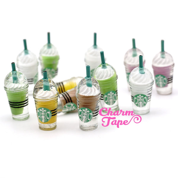 Miniature frappuccino Starbucks cups, set of 2, iced coffee, drinks, accessories accessory for mini garden Logo Bottle Flat back M013