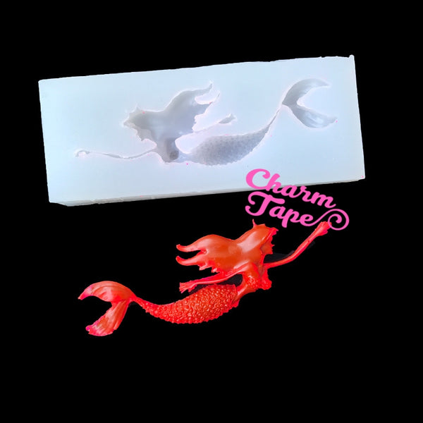 Swimming Mermaid charm Silicon mold flexible, for polymer clay, resin jewelry Q059