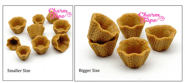 Miniature waffle bowl Ice cream sundae cups - for making fake food charms - 3 pieces set