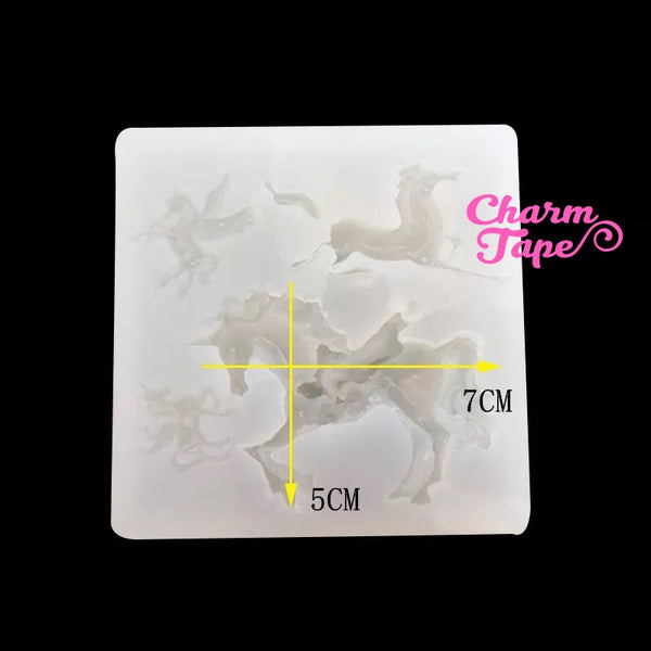 Unicorn Horse Silicone charm Silicon mold flexible, for polymer clay, resin jewelry Q021