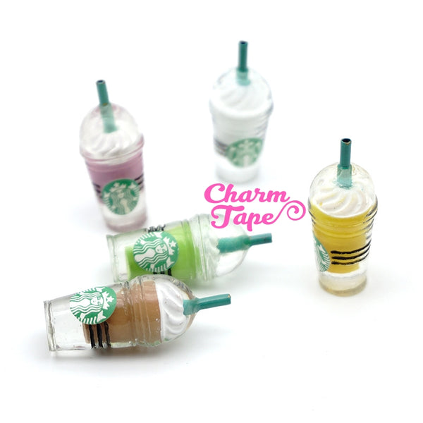 Miniature frappuccino Starbucks cups, set of 2, iced coffee, drinks, accessories accessory for mini garden Logo Bottle Flat back M013