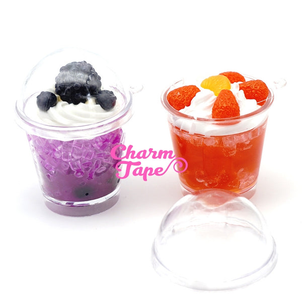 Miniature Dessert Cup Cabochons Ice cream sundae cups - for making fake food charms - 3 pieces set