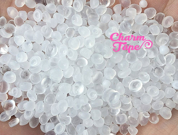 Poly Pellets Clear White (Size 2-4mm) Plastic Mini Micro Beads Balls Fill for CRUNCHY, SLUSHIE Slime or Floam making