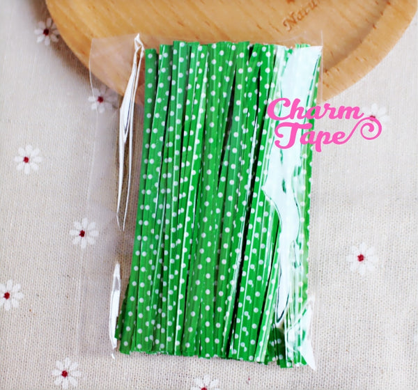 100 pieces Polka Dot Twist Ties Colorful Twist Tie for Cookie Candy Bags Gift Wrap Packaging