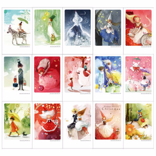 Festive Holiday Mini Postcard (Tin Case 40 sheets) kim min ji edition