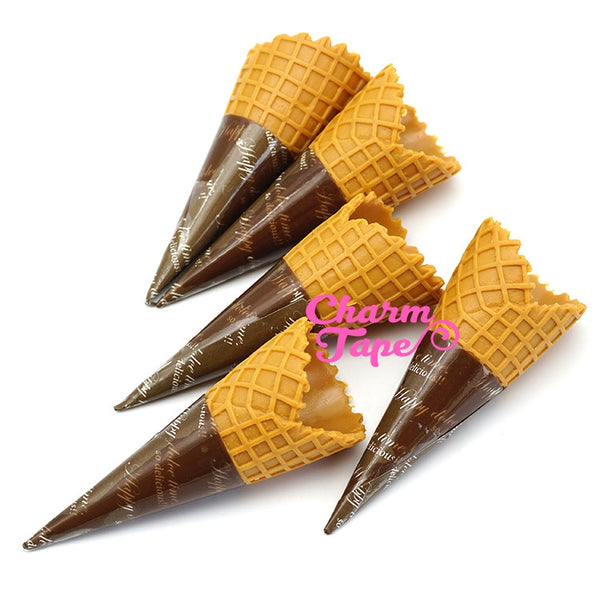 Fake Food - 65mm Faux Ice Cream Cones - for making fake food charms miniature - 5 pieces set