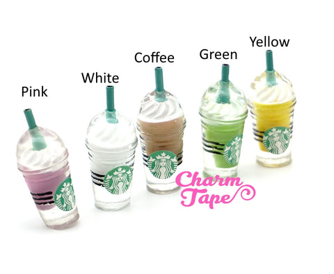 Miniature frappuccino Starbucks cups, set of 2, iced coffee, drinks, accessories accessory for mini garden Logo Bottle Flat back M013