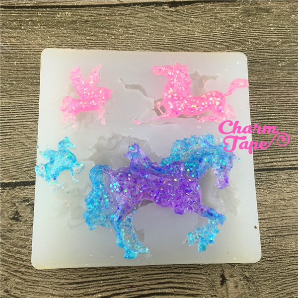 Unicorn Horse Silicone charm Silicon mold flexible, for polymer clay, resin jewelry Q021