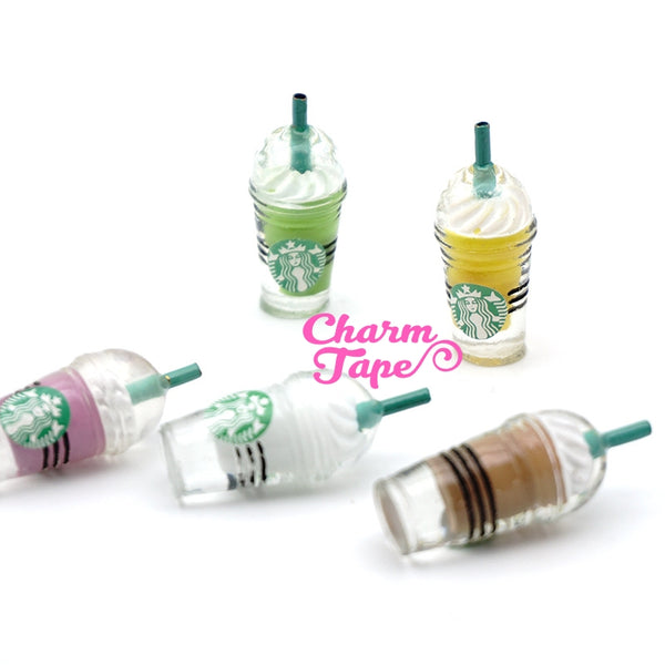 Miniature frappuccino Starbucks cups, set of 2, iced coffee, drinks, accessories accessory for mini garden Logo Bottle Flat back M013