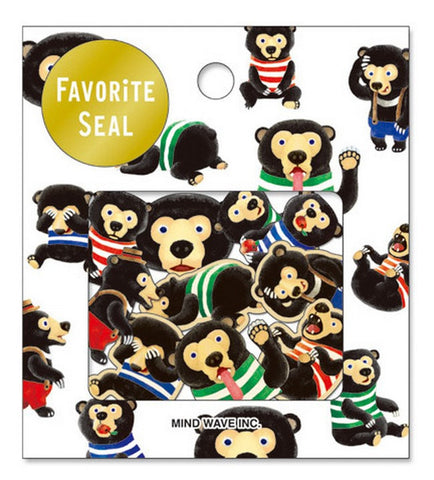 Black Bear Sticker Flakes Set 70 Sheets Mindwave Japan SS905 - CharmTape - 1