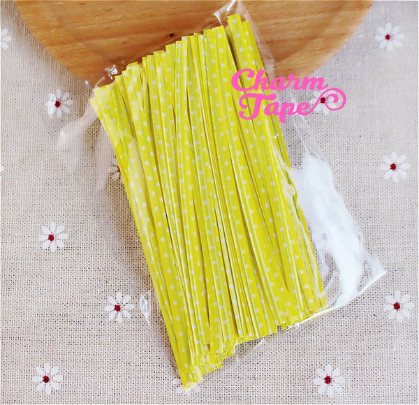 100 pieces Polka Dot Twist Ties Colorful Twist Tie for Cookie Candy Bags Gift Wrap Packaging