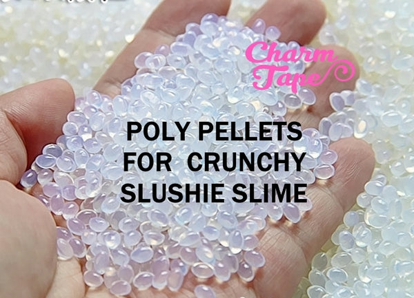 Poly Pellets Clear White (Size 2-4mm) Plastic Mini Micro Beads Balls Fill for CRUNCHY, SLUSHIE Slime or Floam making