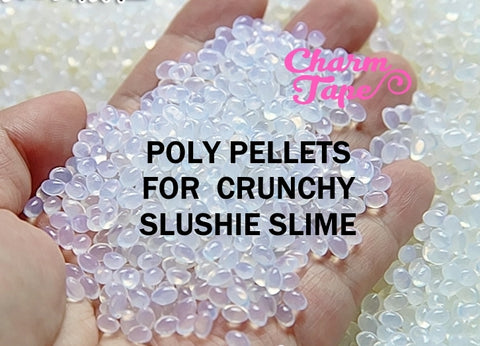 Poly Pellets Clear White (Size 2-4mm) Plastic Mini Micro Beads Balls Fill for CRUNCHY, SLUSHIE Slime or Floam making