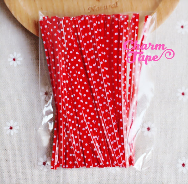 100 pieces Polka Dot Twist Ties Colorful Twist Tie for Cookie Candy Bags Gift Wrap Packaging