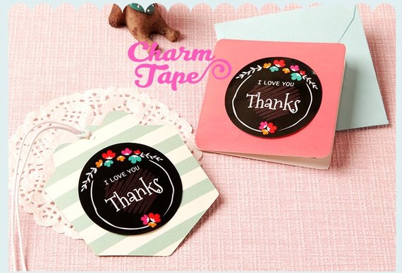 48/96ct THANKS 1.97" Round Paper Stickers For Gift Packing Packaging 4/8 sheets GS024