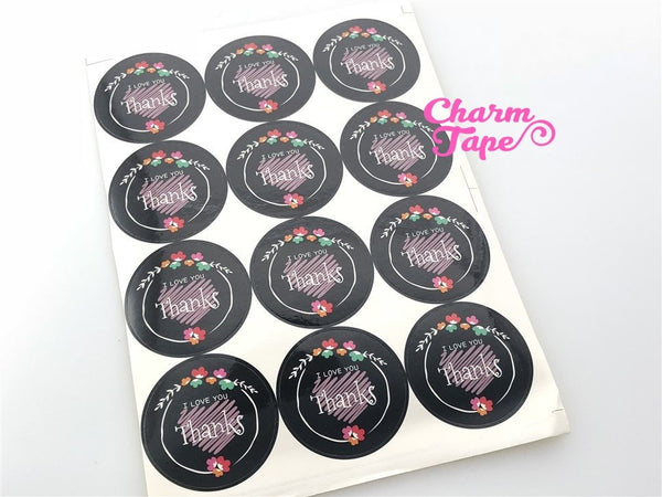 48/96ct THANKS 1.97" Round Paper Stickers For Gift Packing Packaging 4/8 sheets GS024