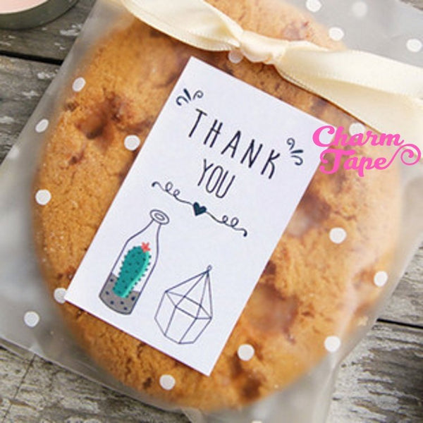 30ct Thank you Cactus Rectangle Paper Stickers For Gift Packing Packaging (3.5x6cm) 5 sheets GS013