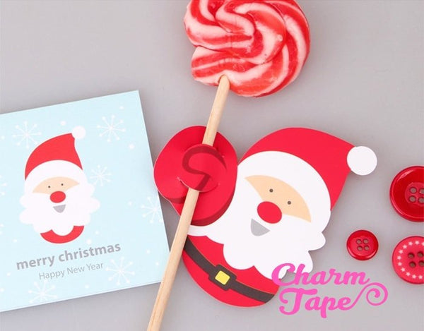 Christmas Lollipop / Pencil Holder - Small Gift - Class Gift - Party Favor - Festive Gift 48-50 Lollipop Covers - Santa Claus & Penguin