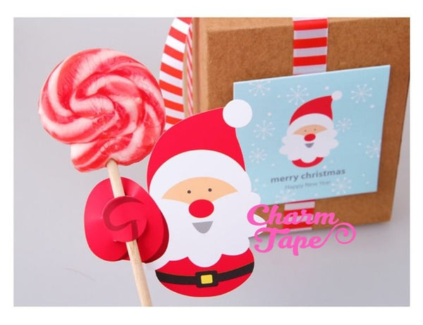 Christmas Lollipop / Pencil Holder - Small Gift - Class Gift - Party Favor - Festive Gift 48-50 Lollipop Covers - Santa Claus & Penguin