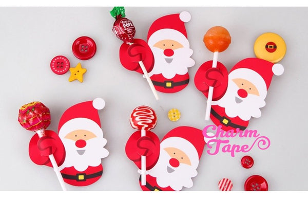 Christmas Lollipop / Pencil Holder - Small Gift - Class Gift - Party Favor - Festive Gift 48-50 Lollipop Covers - Santa Claus & Penguin