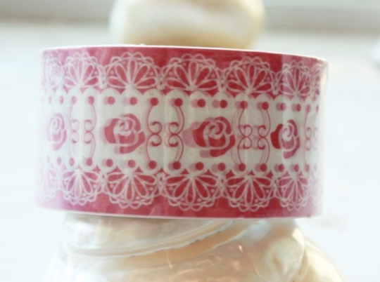 Deco Duct Tape Pink Rose & White Lace 25meters DTB72 - CharmTape - 2