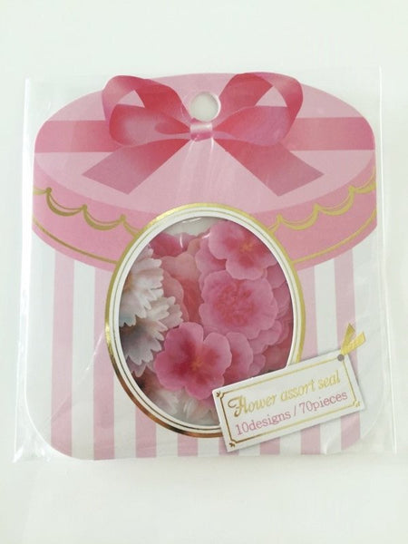 Pink & White Roses Flower Sticker Flakes Set 70pieces Mind wave Japan SS921