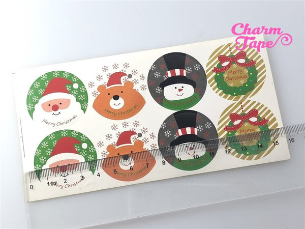 Festive Santa & Frosty 1.37" Round Sticker For Gift Packing Packaging 3/10/30 sheets GS005