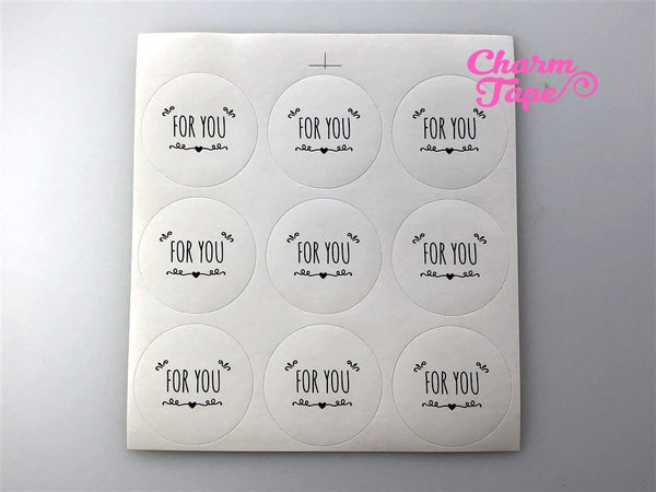 45ct FOR YOU 1.37" Round Paper Stickers For Gift Packing Packaging 5 sheets GS015