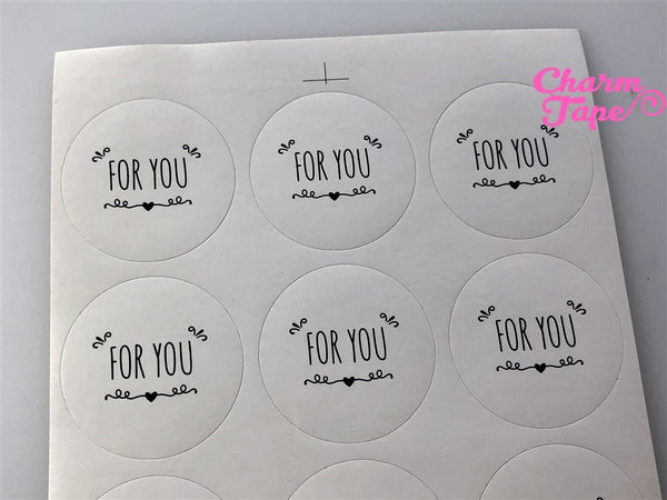 45ct FOR YOU 1.37" Round Paper Stickers For Gift Packing Packaging 5 sheets GS015