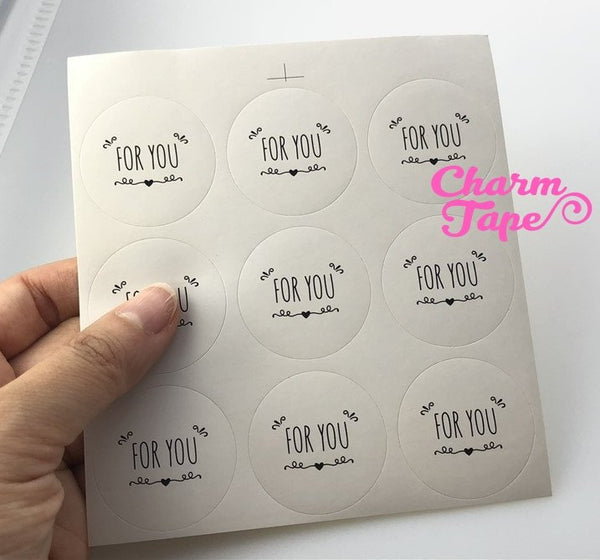 45ct FOR YOU 1.37" Round Paper Stickers For Gift Packing Packaging 5 sheets GS015