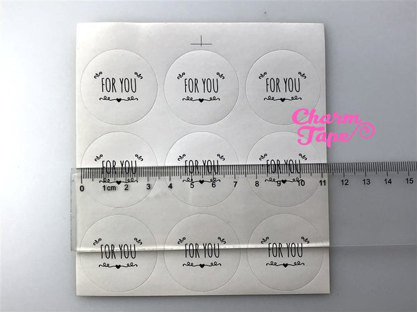 45ct FOR YOU 1.37" Round Paper Stickers For Gift Packing Packaging 5 sheets GS015