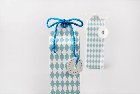 10 Gift Boxes (10 boxes) - Aqua Check packaging box Candy Favor Boxes PB020