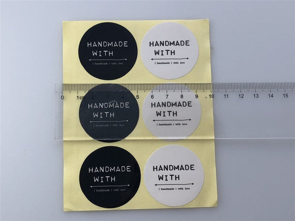 30/60ct HANDMADE WITH 1.57" Round Paper Stickers For Gift Packing Packaging 5/10 sheets GS018