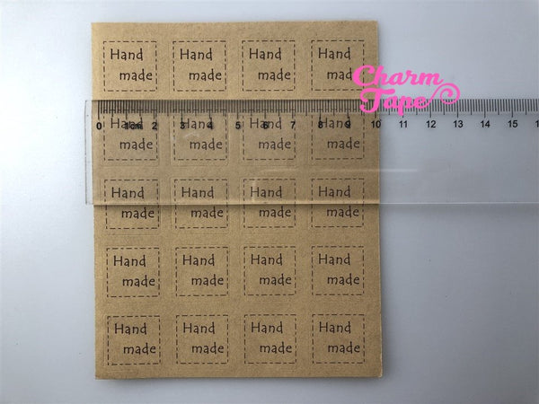 100/200ct "hand made" 2x2 Kraft Paper Stickers For Gift Packing Packaging 5/10 sheets GS026