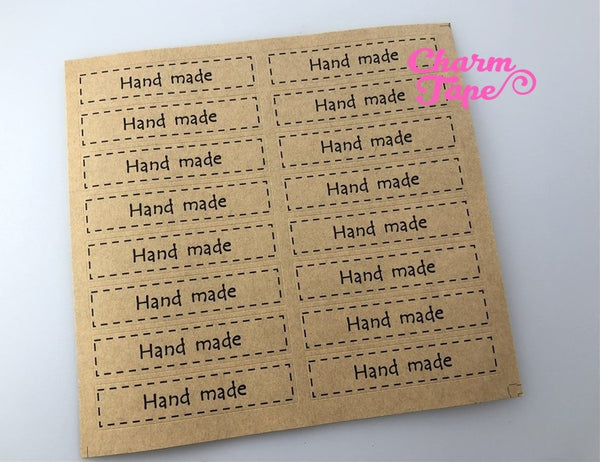 80/160ct "HAND MADE" 7x1.5 Kraft Paper Stickers For Gift Packing Packaging 5/10 sheets GS037