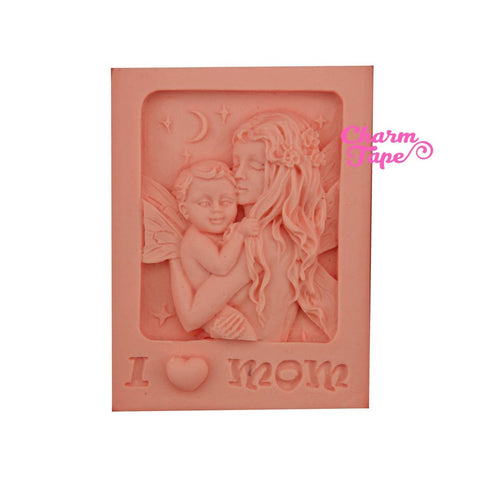 Very Detailed Mother & Child Food Graded Silicon silicone mold for uv resin /cake/ fondant / soap making flexible mold H2879